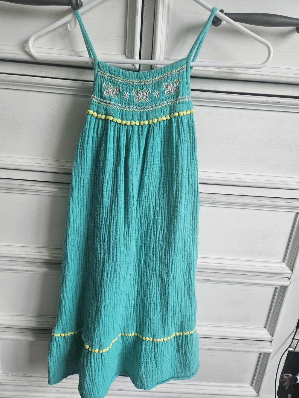 jumping beans Turquoise Spaghetti-Strap Sundress with Yellow Trim
